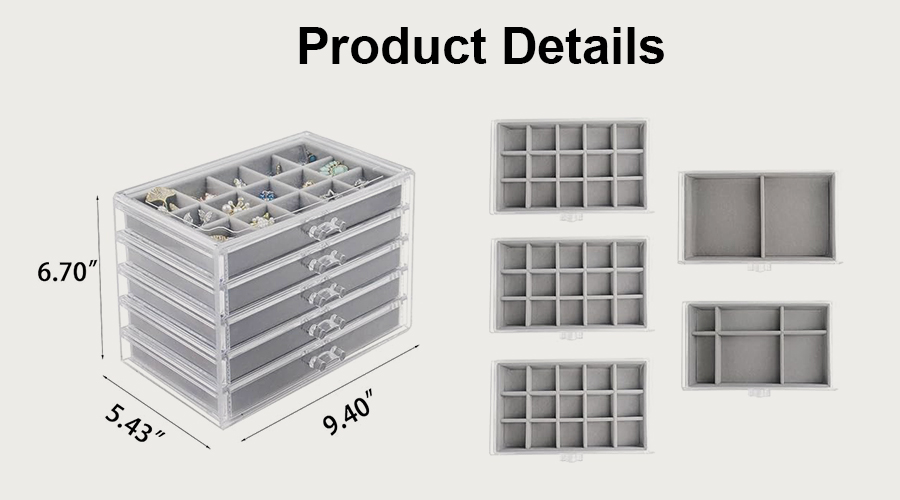 Clear Acrylic Jewelry Organizer with 4 Drawers