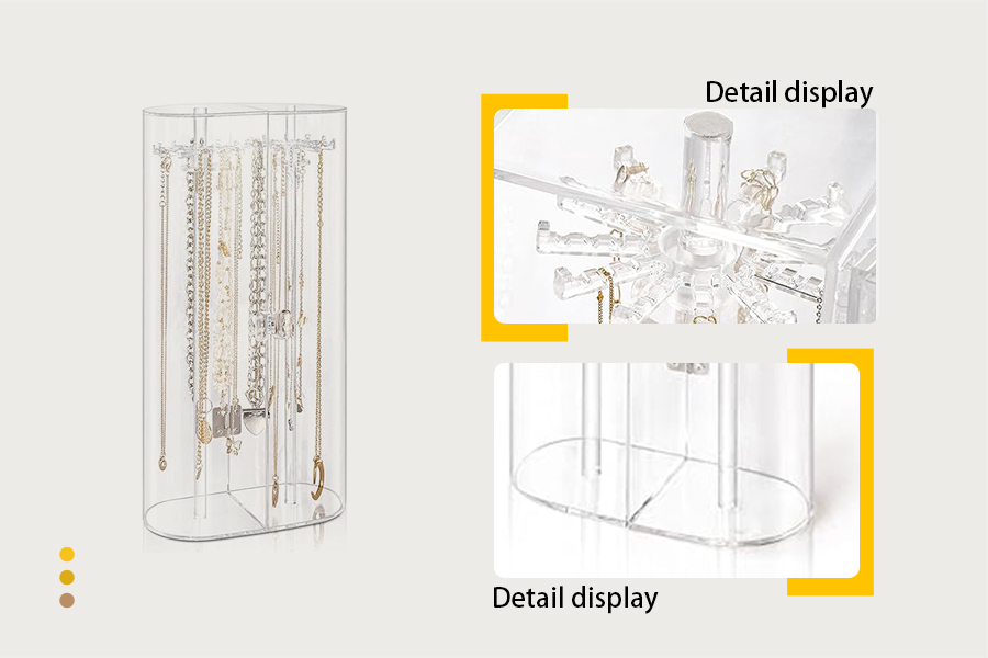 Dustproof Rotatable Hook Jewelry Storage Box
