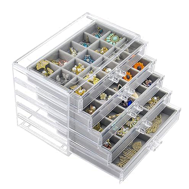 Clear Acrylic Jewelry Organizer with 4 Drawers