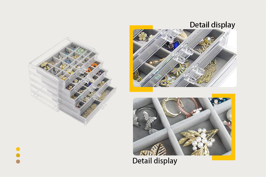 Clear Acrylic Jewelry Organizer with 4 Drawers